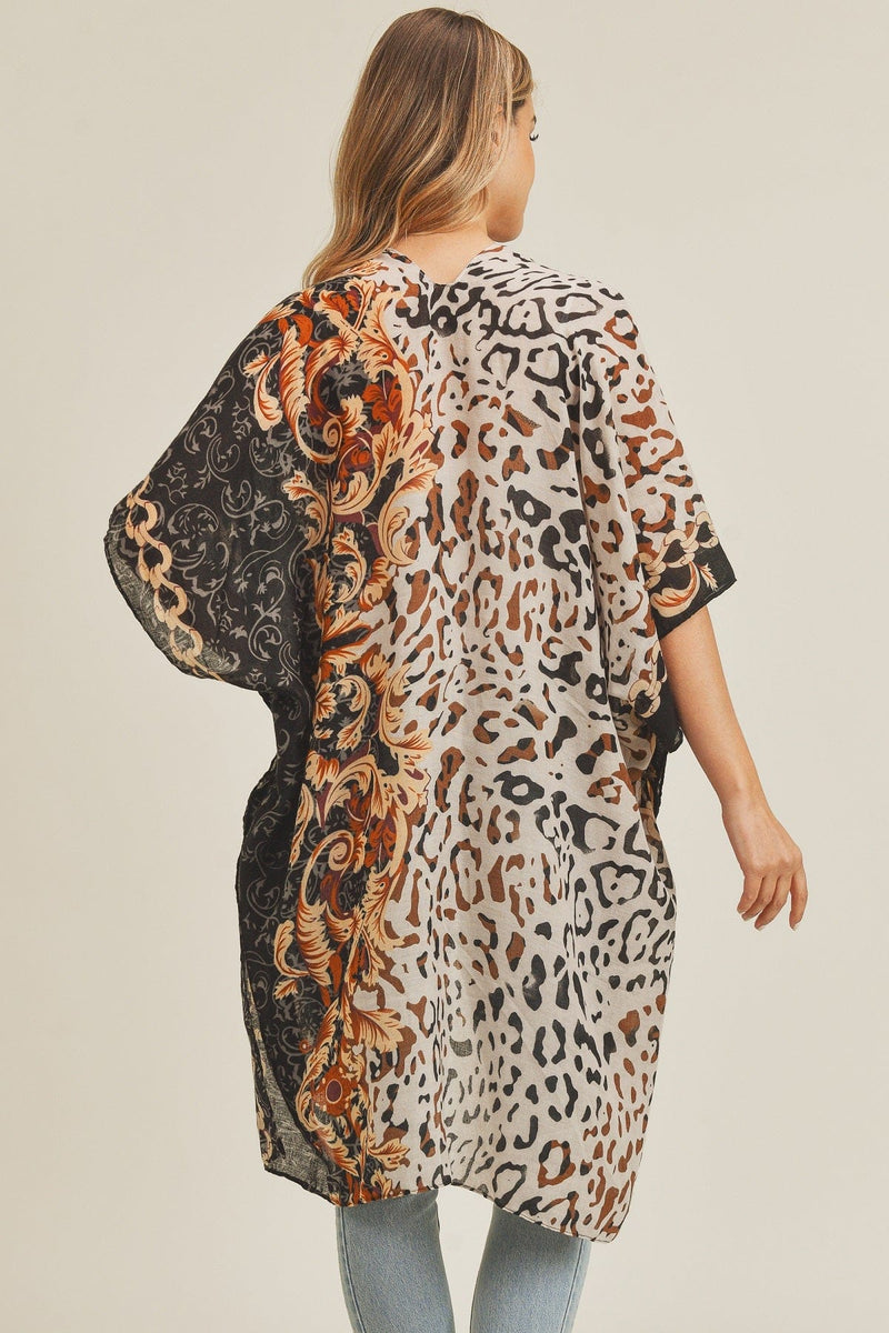 MS0227 Boho Leopard Summer Kimono - MiMi Wholesale