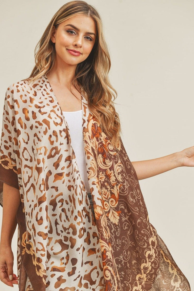 MS0227 Boho Leopard Summer Kimono - MiMi Wholesale