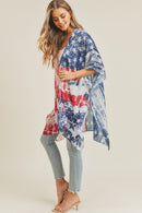 MS0233 Vintage American Flag Kimono - MiMi Wholesale