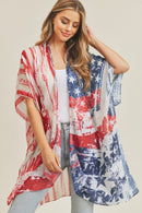 MS0233 Vintage American Flag Kimono - MiMi Wholesale