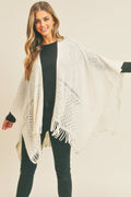 MS0262 Monique Herringbone Knit Fringe Ruana - MiMi Wholesale