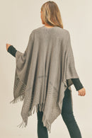 MS0262 Monique Herringbone Knit Fringe Ruana - MiMi Wholesale