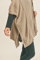 MS0263 Remi Braided Trim Line Knit Kimono - MiMi Wholesale