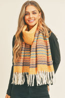 MS0265 Annie Striped Fringe Scarf - MiMi Wholesale