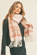 MS0265 Annie Striped Fringe Scarf - MiMi Wholesale