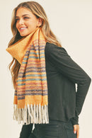 MS0265 Annie Striped Fringe Scarf - MiMi Wholesale