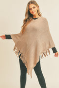 MS0272 Sandy Embossed Line Tassel Poncho - MiMi Wholesale