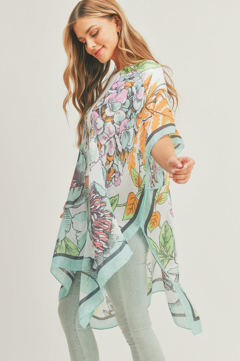 MS0276 Chriselle Floral Print Kimono - MiMi Wholesale