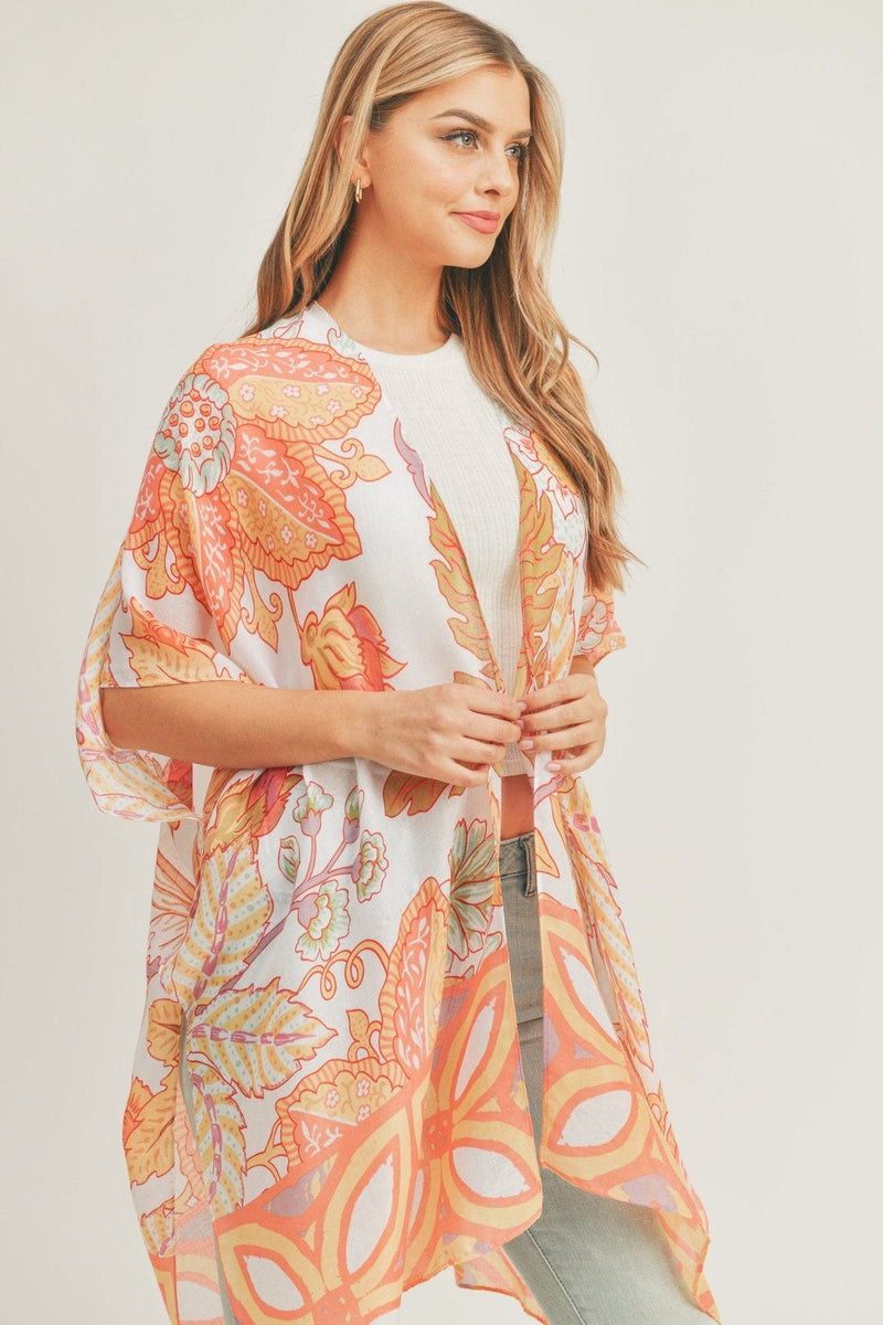 MS0278 Mindy Floral Print Kimono - MiMi Wholesale