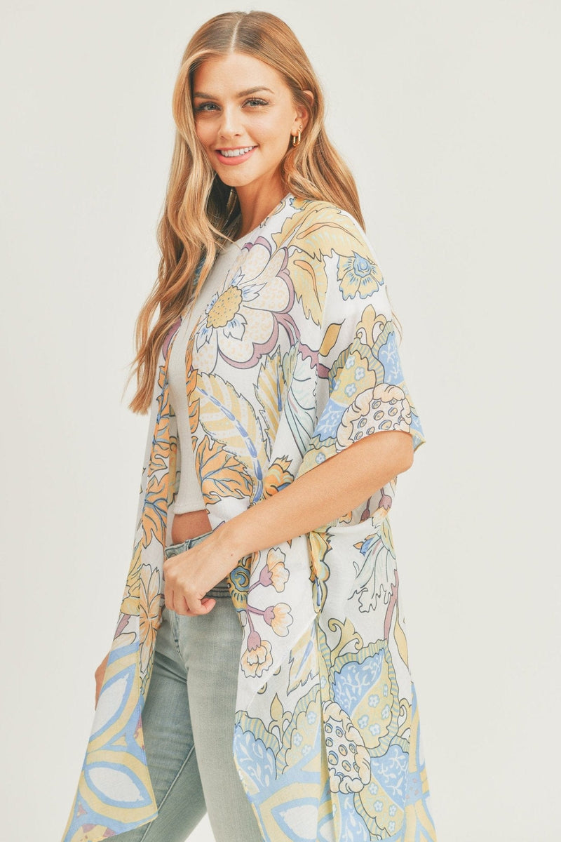 MS0278 Mindy Floral Print Kimono - MiMi Wholesale