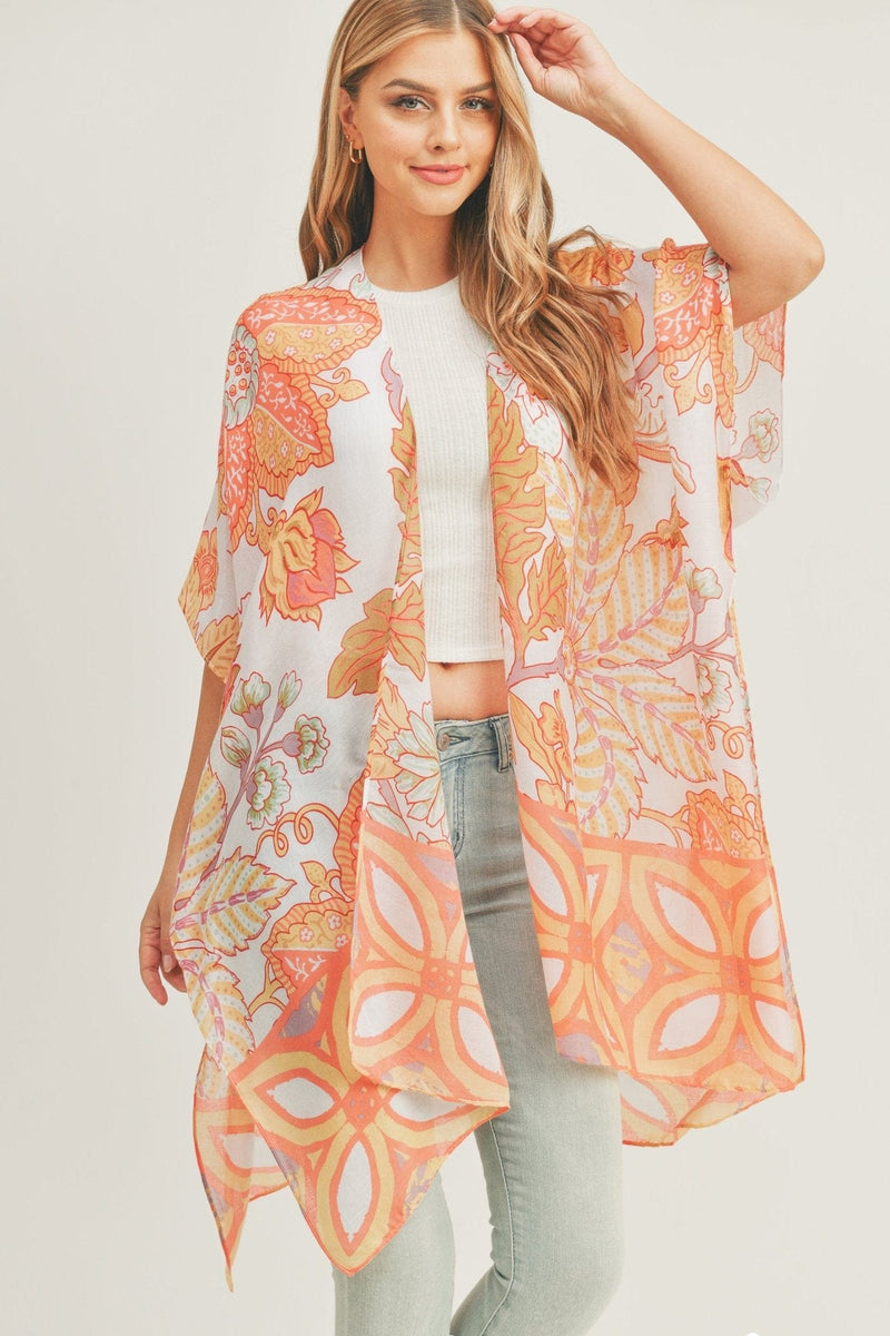 MS0278 Mindy Floral Print Kimono - MiMi Wholesale