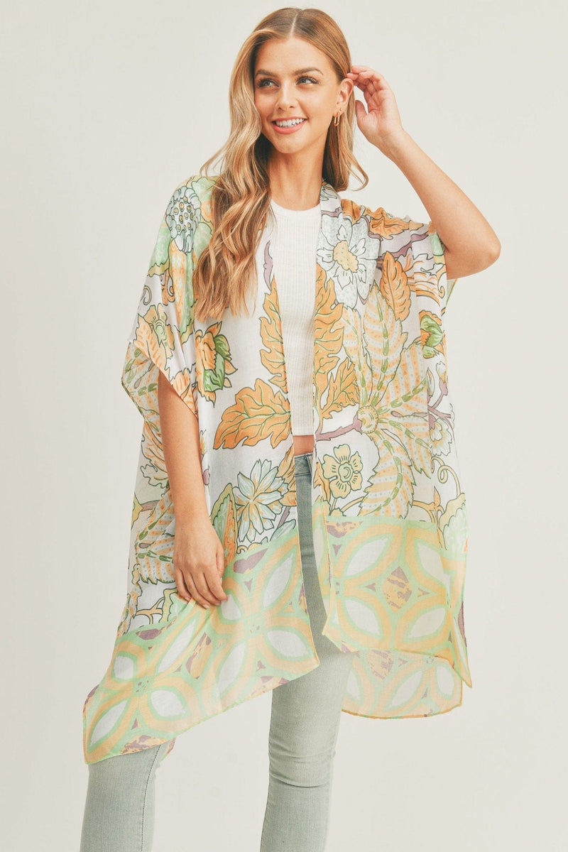 MS0278 Mindy Floral Print Kimono - MiMi Wholesale