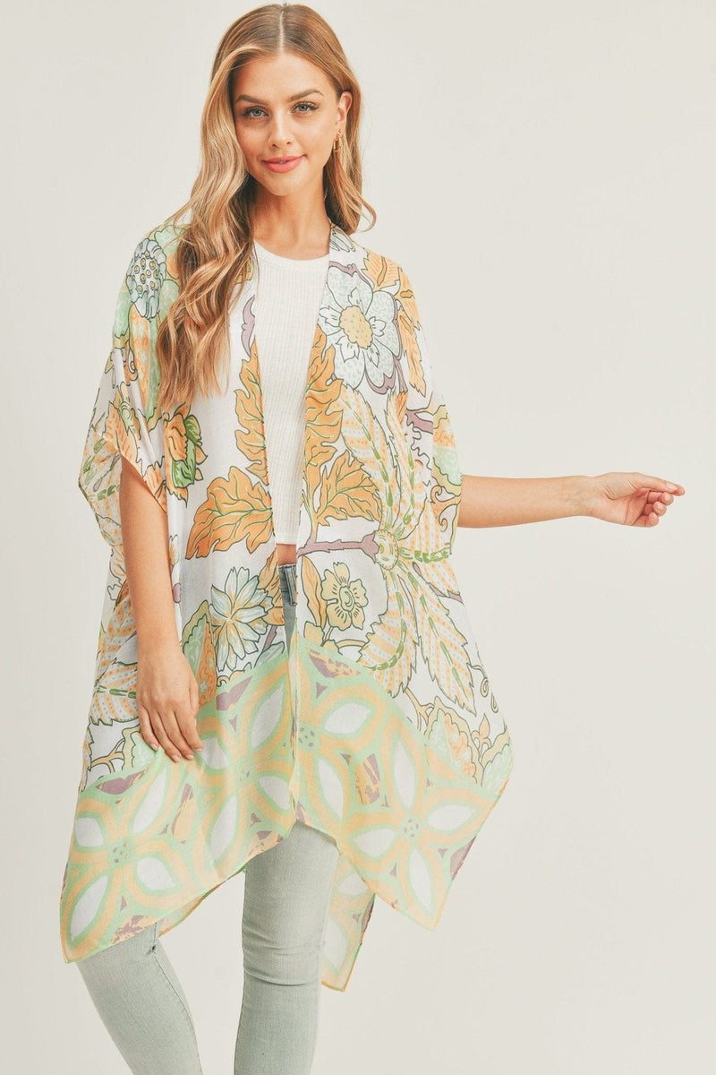 MS0278 Mindy Floral Print Kimono - MiMi Wholesale