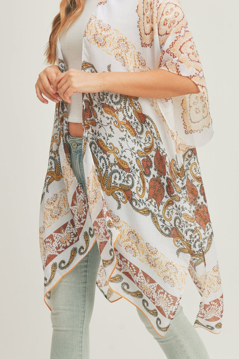 MS0281 Penelope Paisley Print Kimono - MiMi Wholesale