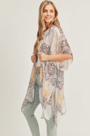 MS0286 Leena Mixed Print Kimono - MiMi Wholesale