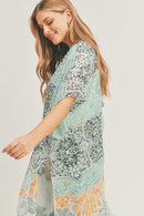 MS0286 Leena Mixed Print Kimono - MiMi Wholesale