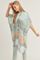MS0286 Leena Mixed Print Kimono - MiMi Wholesale