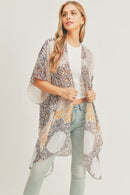 MS0286 Leena Mixed Print Kimono - MiMi Wholesale