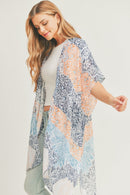 MS0286 Leena Mixed Print Kimono - MiMi Wholesale