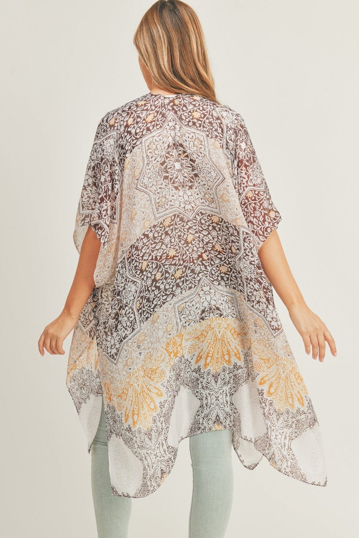 MS0286 Leena Mixed Print Kimono - MiMi Wholesale