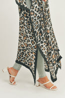 MS0295(BE) Long Leopard Kimono - MiMi Wholesale