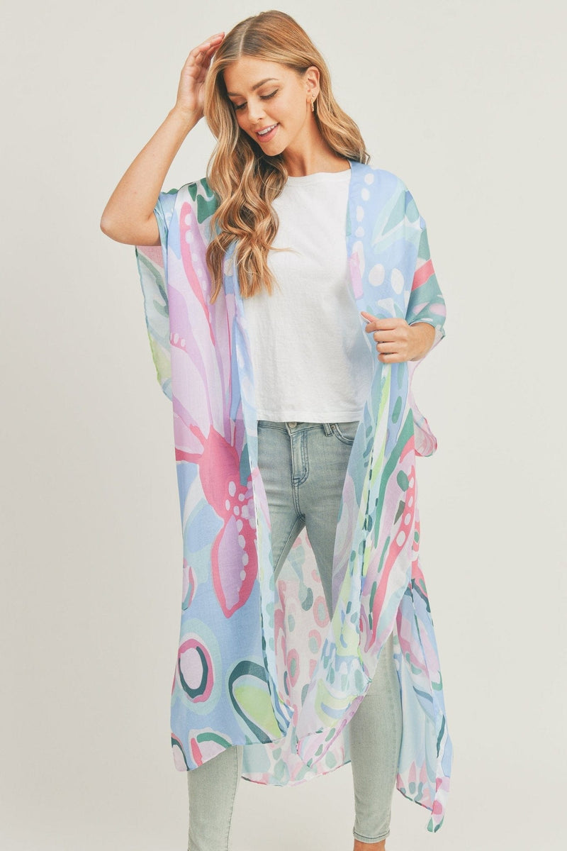 MS0308 Water color painting like long Kimono - MiMi Wholesale