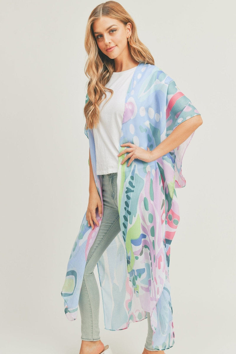 MS0308 Water color painting like long Kimono - MiMi Wholesale