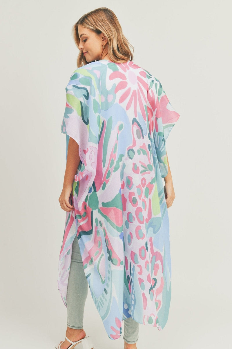 MS0308 Water color painting like long Kimono - MiMi Wholesale