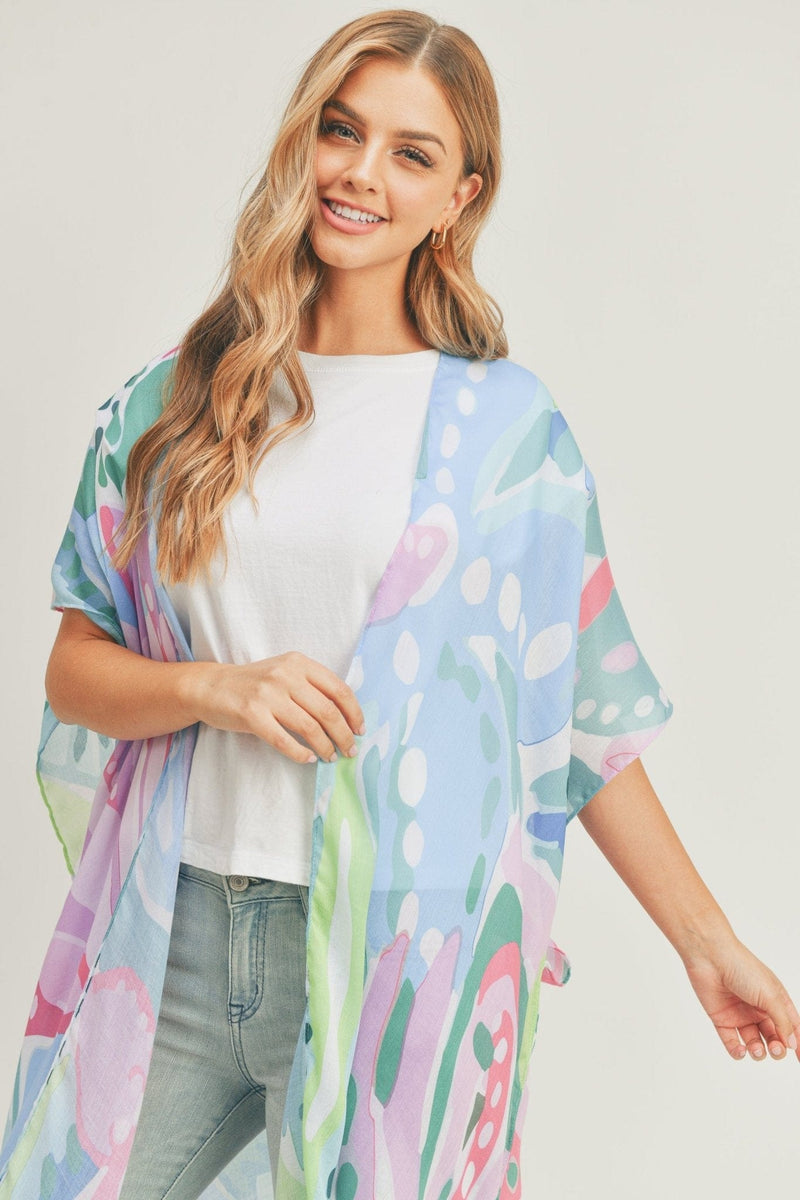 MS0308 Water color painting like long Kimono - MiMi Wholesale