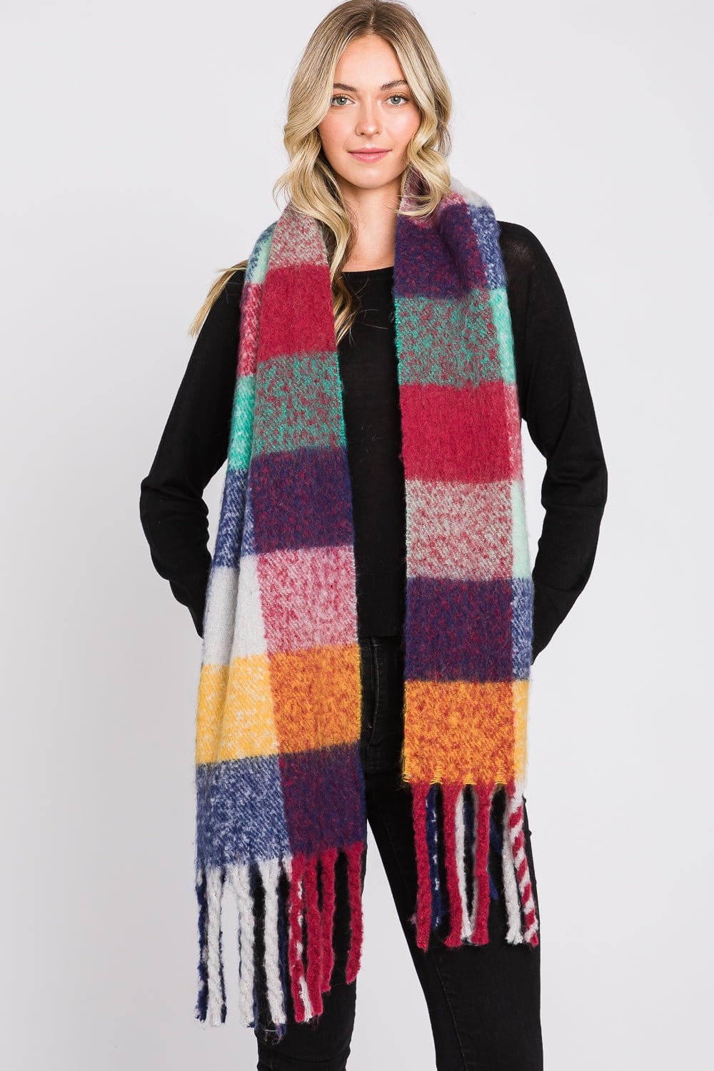 MS0310 Blake Multi Color Plaid Scarf - MiMi Wholesale