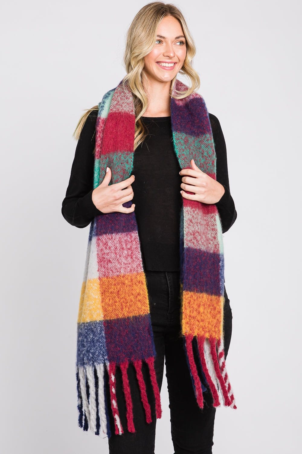 MS0310 Blake Multi Color Plaid Scarf - MiMi Wholesale