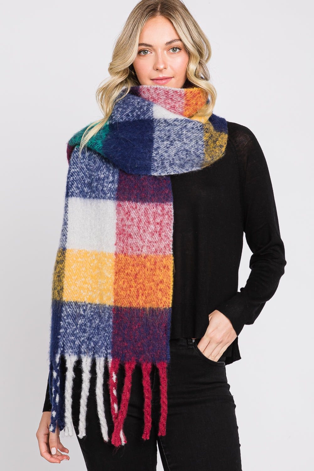 MS0310 Blake Multi Color Plaid Scarf - MiMi Wholesale