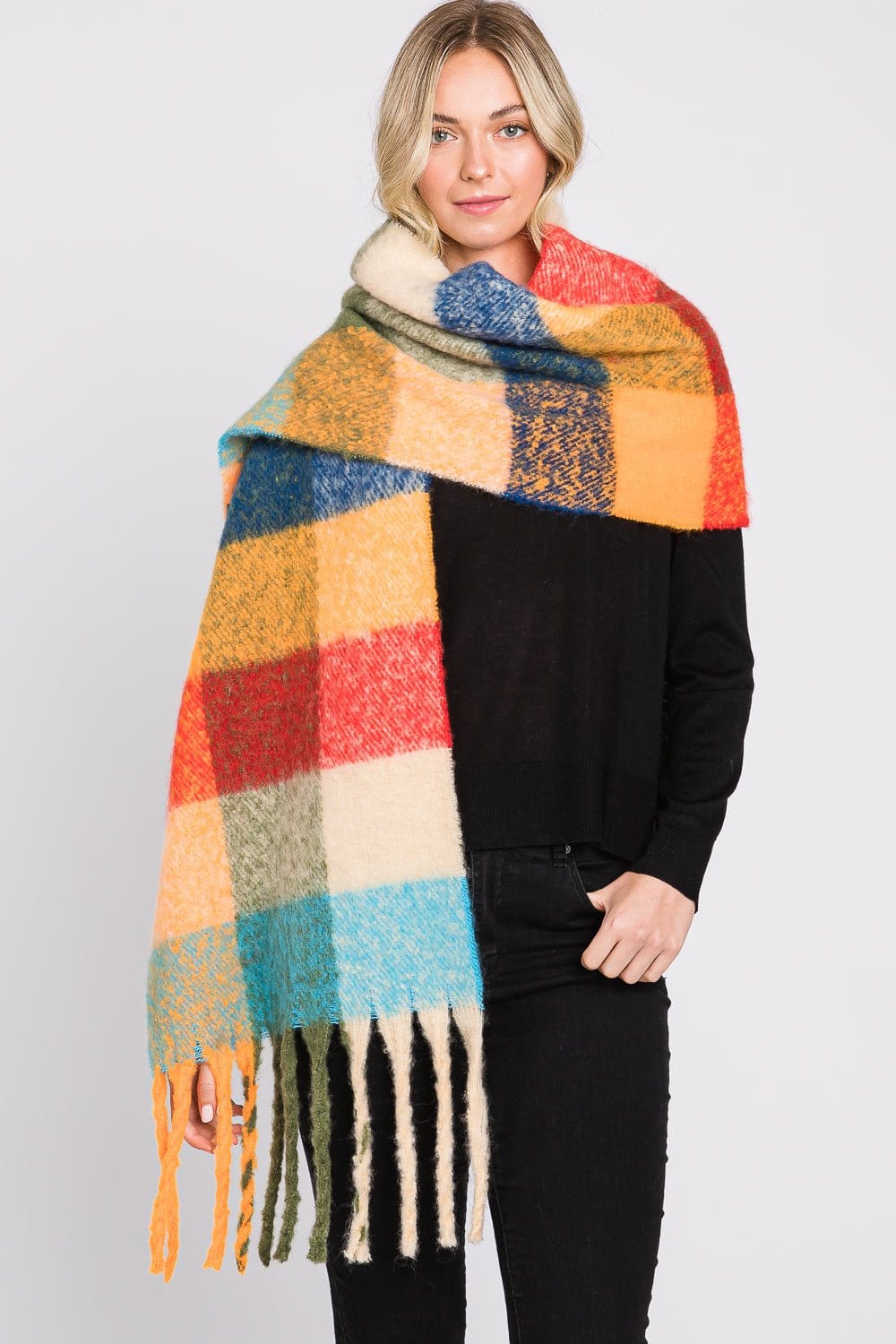MS0310 Blake Multi Color Plaid Scarf - MiMi Wholesale
