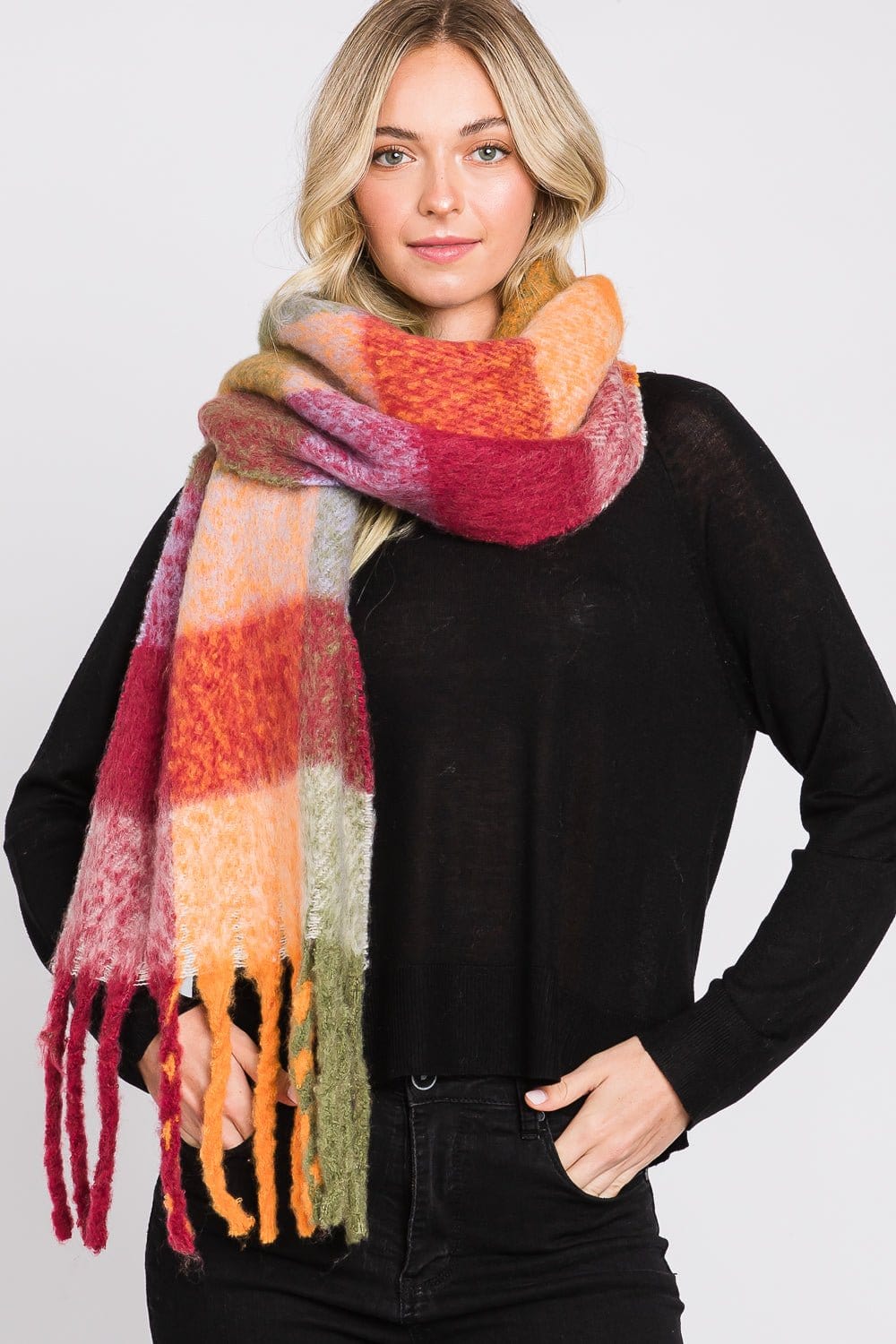 MS0310 Blake Multi Color Plaid Scarf - MiMi Wholesale