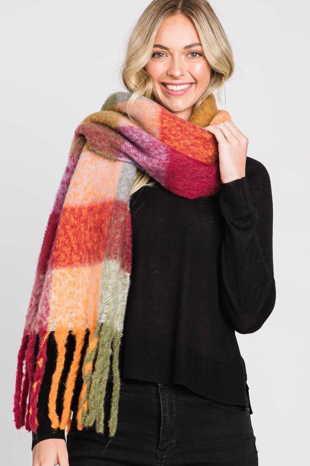 MS0310 Blake Multi Color Plaid Scarf - MiMi Wholesale