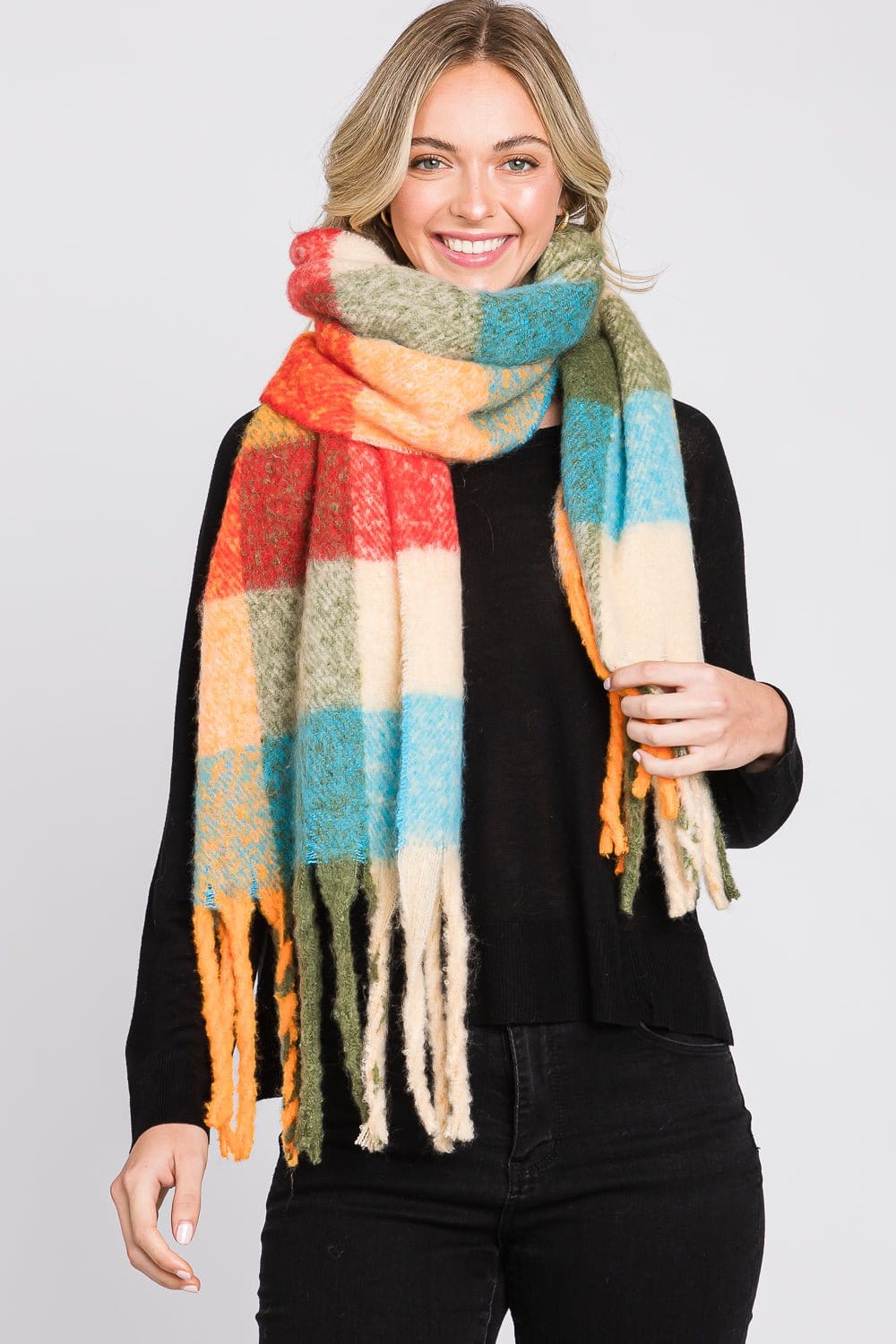 MS0310 Blake Multi Color Plaid Scarf - MiMi Wholesale