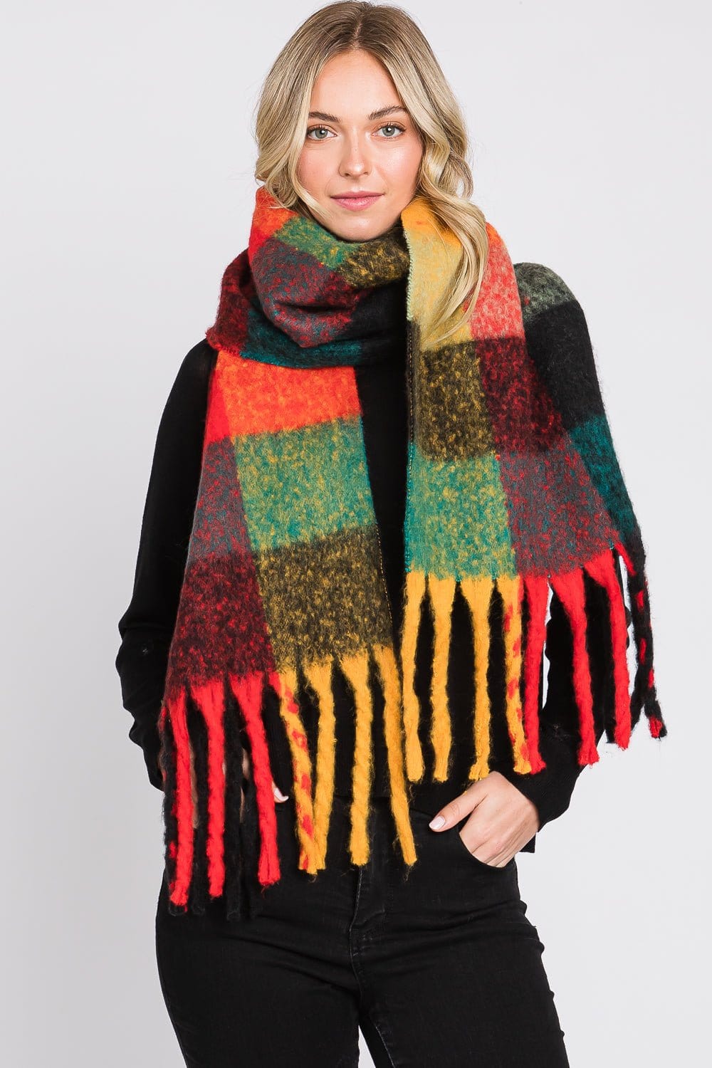 MS0310 Blake Multi Color Plaid Scarf - MiMi Wholesale