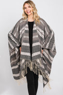 MS0311 Andrea Aztec Print Fringe Ruana - MiMi Wholesale