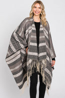 MS0311 Andrea Aztec Print Fringe Ruana - MiMi Wholesale