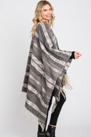 MS0311 Andrea Aztec Print Fringe Ruana - MiMi Wholesale