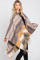 MS0312 Camila Aztec Print Fringe Ruana - MiMi Wholesale