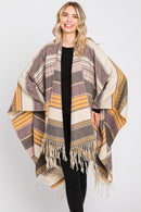 MS0312 Camila Aztec Print Fringe Ruana - MiMi Wholesale