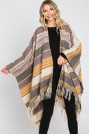 MS0312 Camila Aztec Print Fringe Ruana - MiMi Wholesale