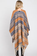 MS0312 Camila Aztec Print Fringe Ruana - MiMi Wholesale