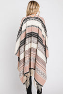 MS0312 Camila Aztec Print Fringe Ruana - MiMi Wholesale