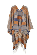 MS0312 Camila Aztec Print Fringe Ruana - MiMi Wholesale