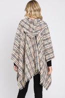 MS0317 Erika Plaid Fringe Ruana With Hoodie - MiMi Wholesale