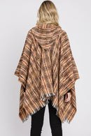 MS0317 Erika Plaid Fringe Ruana With Hoodie - MiMi Wholesale