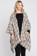 MS0317 Erika Plaid Fringe Ruana With Hoodie - MiMi Wholesale