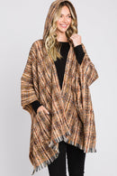 MS0317 Erika Plaid Fringe Ruana With Hoodie - MiMi Wholesale
